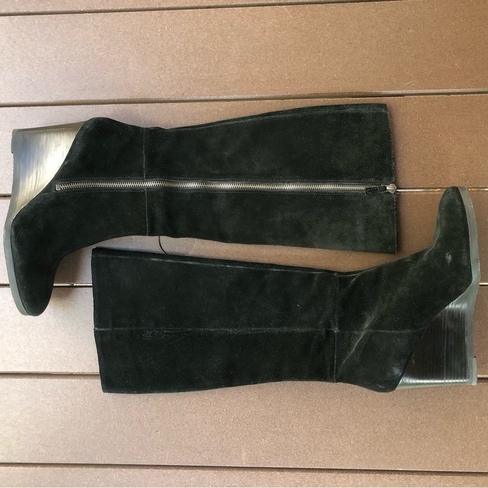 Franco Sarto Black Genuine Suede Wedge Boots Size 9M - Picture 2 of 6